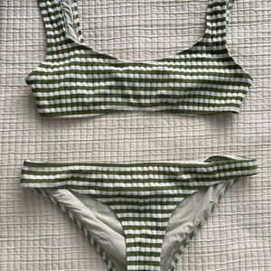 SOLID & STRIPED Green and White Striped Bikini